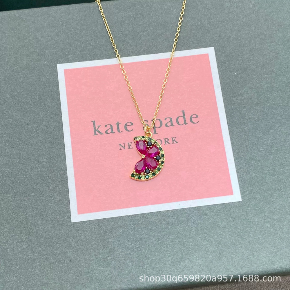 kate spade Watermelon Shaped Necklace Earrings Set with Colorful Zircon